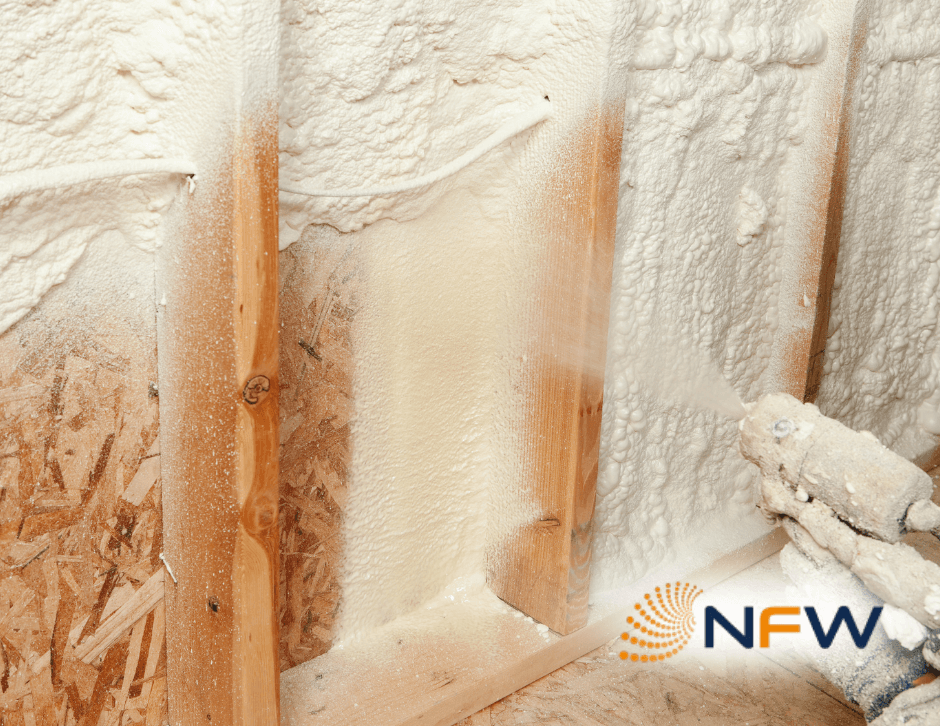 Wall insulation, applied to bare studs